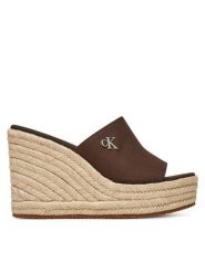 Calvin Klein Klapki Wedge Rope Slide Mg YW0YW01699 Brązowy. Brązowe klapki damskie Calvin Klein, bez wzorów, z materiału, bez obcasa, bez zapięcia. Za 299.99 zł.