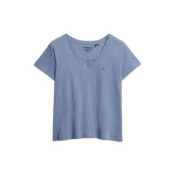 Bluzka T-shirt z haftem dla kobiet Superdry Studios. Niebieskie t-shirty damskie Superdry, bez wzorów, bez kołnierzyka. W wyprzedaży za 124.60 zł.