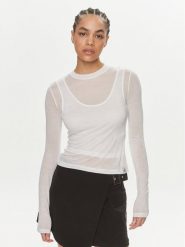 Calvin Klein Jeans Bluzka J20J223323 Biały Slim Fit. Białe bluzki damskie Calvin Klein Jeans, xl, bez wzorów, z jeansu, bez kołnierzyka, bez ramiączek. W wyprzedaży za 259.99 zł.