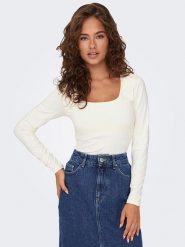 ONLY Koszulka w kolorze kremowym rozmiar: XL. Brązowe bluzki damskie Only, xl, bez wzorów, bez kołnierzyka, bez ramiączek. Za 83.42 zł.