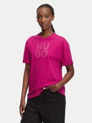 HUGO T-Shirt Dashire_5 50566678 Różowy ciemny Relaxed Fit. Czerwone t-shirty damskie Hugo, xs, bez wzorów, z bawełny, bez kołnierzyka. Za 214.99 zł.