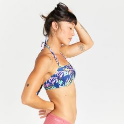 Góra kostiumu kąpielowego surfingowego damska Olaian Laura Cuty. Bikini OLAIAN, bez wzorów, z elastanu. W wyprzedaży za 29.99 zł.