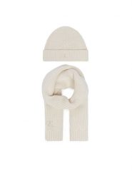 Calvin Klein Jeans Zestaw szalik i czapka Knitted Scarf Beanie Giftbox LVCKFJP00N Kremowy. Białe czapki damskie Calvin Klein Jeans, bez wzorów, z bawełny. Za 209.99 zł.