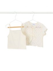 Mayoral Bluzka 3015 Beżowy Regular Fit. Brązowe bluzki i koszule dziewczęce Mayoral, bez wzorów, z syntetyku, bez kołnierzyka, bez ramiączek. Za 119.99 zł.