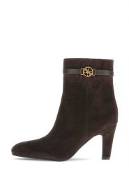 Guess Botki FLFOTI SUE10 Brązowy. Brązowe botki damskie Guess, ze skóry, bez obcasa, na słupku, bez zapięcia. Za 714.99 zł.
