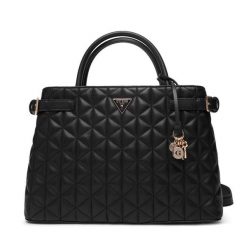 Torebka Guess. Czarne kuferki damskie Guess, z aplikacjami, bez dodatków. Za 679.99 zł.