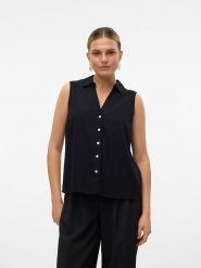 Vero Moda Bluzka w kolorze czarnym rozmiar: S. Czarne bluzki damskie Vero Moda, s, bez wzorów, bez kołnierzyka, bez ramiączek. Za 44.19 zł.