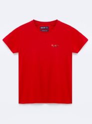 BIG STAR Koszulka "Lidia" w kolorze czerwonym rozmiar: M. Czerwone koszulki damskie Big Star, m, bez wzorów, z bawełny, bez kołnierzyka, bez ramiączek. Za 39.99 zł.