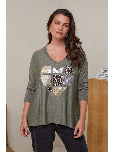 Curvy Lady Sweter w kolorze khaki rozmiar: 48/50. Brązowe swetry klasyczne damskie Curvy Lady, bez kołnierzyka. Za 147.56 zł.