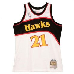 Koszulka NBA Atlanta Hawks Dominique Wilkins. Białe koszulki damskie Mitchell & Ness, bez wzorów, bez kołnierzyka, bez ramiączek. Za 577.00 zł.