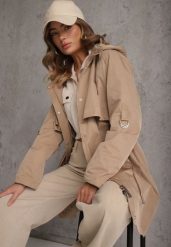 Brązowa Kurtka Przejściowa Typu Parka z Odpinanym Kapturem Ozdobiona Sznurkami Fallaiah. Brązowe parki damskie Renee, l. Za 189.99 zł.