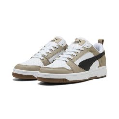 Sneakersy Rebound V6 Low PUMA White Black Ice Coffee Beige. Białe obuwie sportowe damskie Puma, bez zapięcia, do koszykówki. Za 299.00 zł.