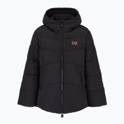 Kurtka damska EA7 Emporio Armani Train Logo Series Extra Padded Tape. Czarne kurtki damskie EA7 Emporio Armani, l, bez wzorów, z materiału, bez kaptura. Za 989.99 zł.