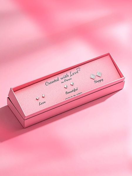 Created with Love 3-częściowy zestaw kolczyków-wkrętek "Lucky" z cyrkoniami rozmiar: onesize. Szare kolczyki damskie Created with Love, z cyrkonią, srebrne. Za 56.99 zł.