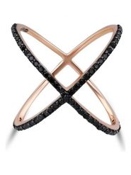 DI GIORGIO Pozłacany pierścionek z cyrkoniami rozmiar: 56. Czarne pierścionki damskie DI GIORGIO, z cyrkonią, pozłacane. Za 187.52 zł.