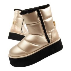 Buty, śniegowce Karl Lagerfeld Thermo KL48554HGD złoty. Żółte śniegowce damskie z futra. Za 963.09 zł.
