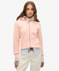 Bluza z kapturem z zamkiem Essential Logo Hb. Czerwone bluzy damskie Superdry, l, bez wzorów, z bawełny, z kapturem. Za 317.50 zł.