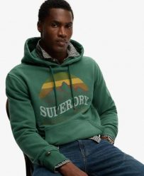 Superdry Bluza z kapturem Outdoors Mountain Relaxed – Hunter Green. Zielone bluzy damskie Superdry, l, bez wzorów, z bawełny, z kapturem. Za 380.35 zł.