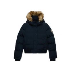 Damska kurtka puchowa Superdry Everest. Niebieskie kurtki damskie Superdry, xl, bez wzorów, z futra, z kapturem. Za 803.60 zł.