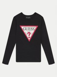 Guess Bluzka J2YI50 K6YW1 Czarny Regular Fit. Czarne bluzki i koszule dziewczęce Guess, z aplikacjami, z bawełny, bez kołnierzyka, bez ramiączek. Za 99.99 zł.