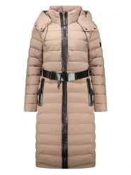 Geographical Norway Płaszcz pikowany "Eleonor" w kolorze beżowym rozmiar: L. Brązowe płaszcze damskie Geographical Norway, l, bez wzorów, z tkaniny, bez kaptura. Za 418.69 zł.
