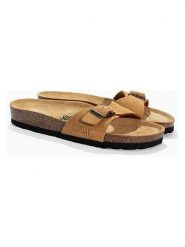 Sunbay Skórzane klapki "Jasmin" w kolorze karmelowym rozmiar: 37. Brązowe klapki damskie Sunbay, bez wzorów, z otwartym noskiem, bez obcasa, bez zapięcia. Za 169.95 zł.