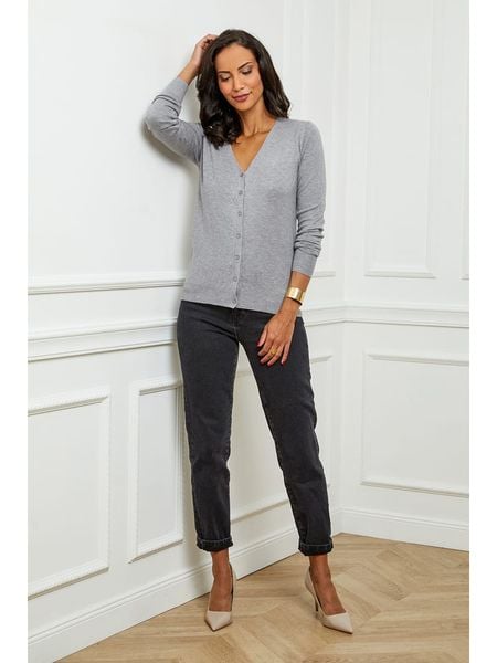 Soft Cashmere Kardigan w kolorze szarym rozmiar: 38/40. Szare kardigany damskie Soft Cashmere, bez wzorów, z kaszmiru. Za 127.35 zł.