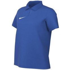 Koszulka damska Nike Dri‑FIT Park 26 Polo niebieska. Niebieskie bluzki damskie Nike, bez wzorów, z bawełny, sportowe, bez kołnierzyka, bez ramiączek. Za 115.99 zł.
