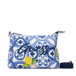 Torebka Guess. Niebieskie listonoszki damskie Guess, z aplikacjami, bez dodatków. Za 179.99 zł.