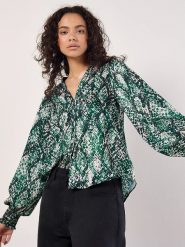 Apricot Bluzka w kolorze zielono-białym rozmiar: M. Zielone bluzki damskie Apricot, m, bez wzorów, bez kołnierzyka, bez ramiączek. Za 86.99 zł.