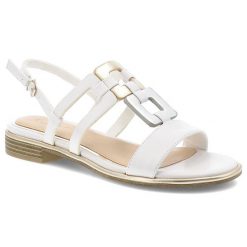 Białe Sandały Marco Tozzi Eleganckie Buty Damskie. Białe sandały damskie Marco Tozzi, z aplikacjami, bez obcasa, na obcasie, bez zapięcia. Za 209.00 zł.