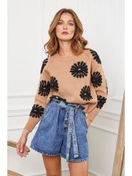 Joséfine Sweter "Banshee" w kolorze czarno-karmelowym rozmiar: M. Brązowe swetry klasyczne damskie Joséfine, m, bez kołnierzyka. Za 209.33 zł.