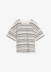 T-shirt w paski z czystej bawełny. Czarne t-shirty damskie bonprix, bez wzorów, z bawełny, bez kołnierzyka. Za 27.99 zł.