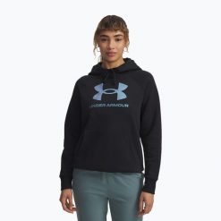 Bluza Under Armour Rival Fleece Piped HZ Hoodie. Czarne bluzy damskie Under Armour, bez wzorów, bez kaptura. Za 159.99 zł.