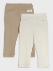 Prążkowane legginsy 2 pack - kremowy. Białe legginsy damskie Sinsay, l, bez wzorów, prążkowane. Za 19.99 zł.