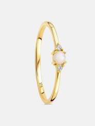 Revoni Złoty pierścionek z diamentem i perłą rozmiar: 50. Żółte pierścionki damskie Revoni, z diamentem, złote. Za 861.99 zł.