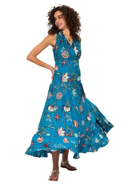 Aller Simplement Sukienka w kolorze niebieskim ze wzorem rozmiar: 38/40. Niebieskie sukienki damskie Aller Simplement, bez wzorów, z bawełny, klasyczne, bez ramiączek. Za 100.75 zł.