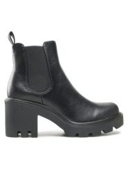 DeeZee Botki WS5596-09 Czarny. Czarne botki damskie DeeZee, ze skóry, bez obcasa, na słupku, bez zapięcia. Za 139.99 zł.