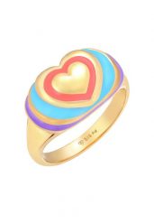 Elli Damski sygnet serce Trend z kolorową emalią w pozłacanym srebrze 925 Sterling Silver Pierścionki 1 ct. Szare pierścionki damskie Elli, pozłacane. Za 313.64 zł.