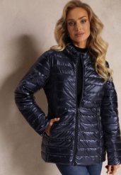 Granatowa Pikowana Kurtka Zasuwana Blaia. Niebieskie kurtki damskie Renee, s, bez wzorów, bez kaptura. Za 44.99 zł.