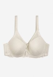 Jasnobeżowy Biustonosz Koronkowy Full Cup na Regulowanych Ramiączkach Rosalines. Brązowe biustonosze Born2be, bez wzorów, z koronki. Za 34.99 zł.