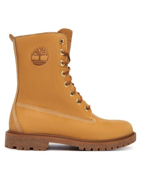 Timberland Trzewiki 8 Inch Lace Up TB0A43MXEN11 Brązowy. Brązowe botki damskie Timberland, ze skóry, bez obcasa, na płaskiej podeszwie, bez zapięcia. Za 899.99 zł.