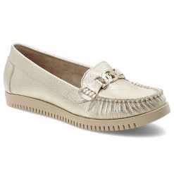Złote Mokasyny Armodo Eleganckie Obuwie Damskie. Żółte mokasyny damskie Armodo, ze skóry, bez obcasa. Za 339.00 zł.