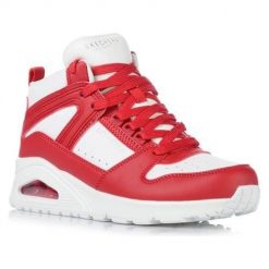 Buty do chodzenia damskie Skechers Uno high Regards. Czerwone obuwie sportowe damskie Skechers, z materiału, bez zapięcia, trekkingowe. Za 409.99 zł.