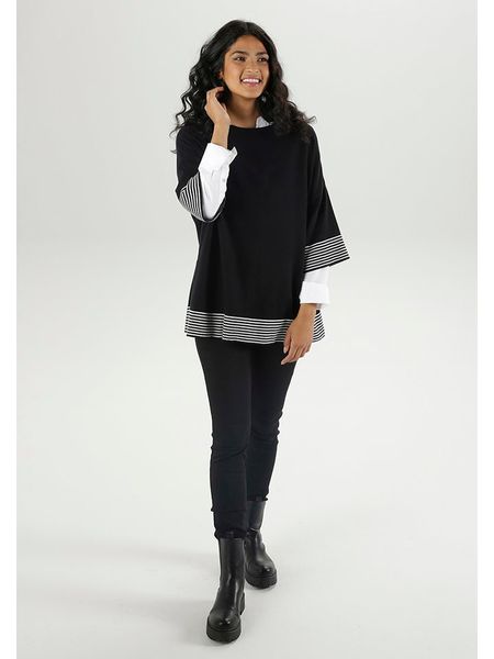 Aniston Sweter w kolorze czarnym rozmiar: 40-44. Czarne swetry klasyczne damskie Aniston, bez kołnierzyka. Za 65.69 zł.