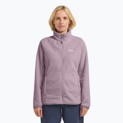 Bluza polarowa damska Jack Wolfskin Moonrise Full Zip. Czerwone bluzy damskie Jack Wolfskin, bez wzorów, z polaru, bez kaptura. Za 299.99 zł.