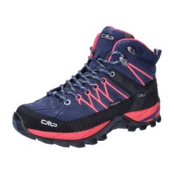 Buty trekkingowe damskie CMP Rigel Mid Blue Hibiscus. Niebieskie obuwie trekkingowe damskie CMP, z gumy, za kostkę, bez zapięcia. Za 299.00 zł.