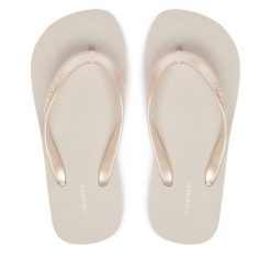 Japonki Calvin Klein. Szare klapki damskie Calvin Klein, bez wzorów, bez obcasa, bez zapięcia. Za 149.99 zł.