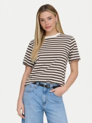 ONLY T-Shirt Livina 15272227 Brązowy Regular Fit. Brązowe t-shirty damskie Only, xl, bez wzorów, z bawełny, bez kołnierzyka. Za 99.99 zł.