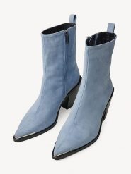 Tamaris Skórzane botki w kolorze błękitnym rozmiar: 39. Niebieskie botki damskie Tamaris, eleganckie, bez obcasa, bez zapięcia. Za 281.76 zł.